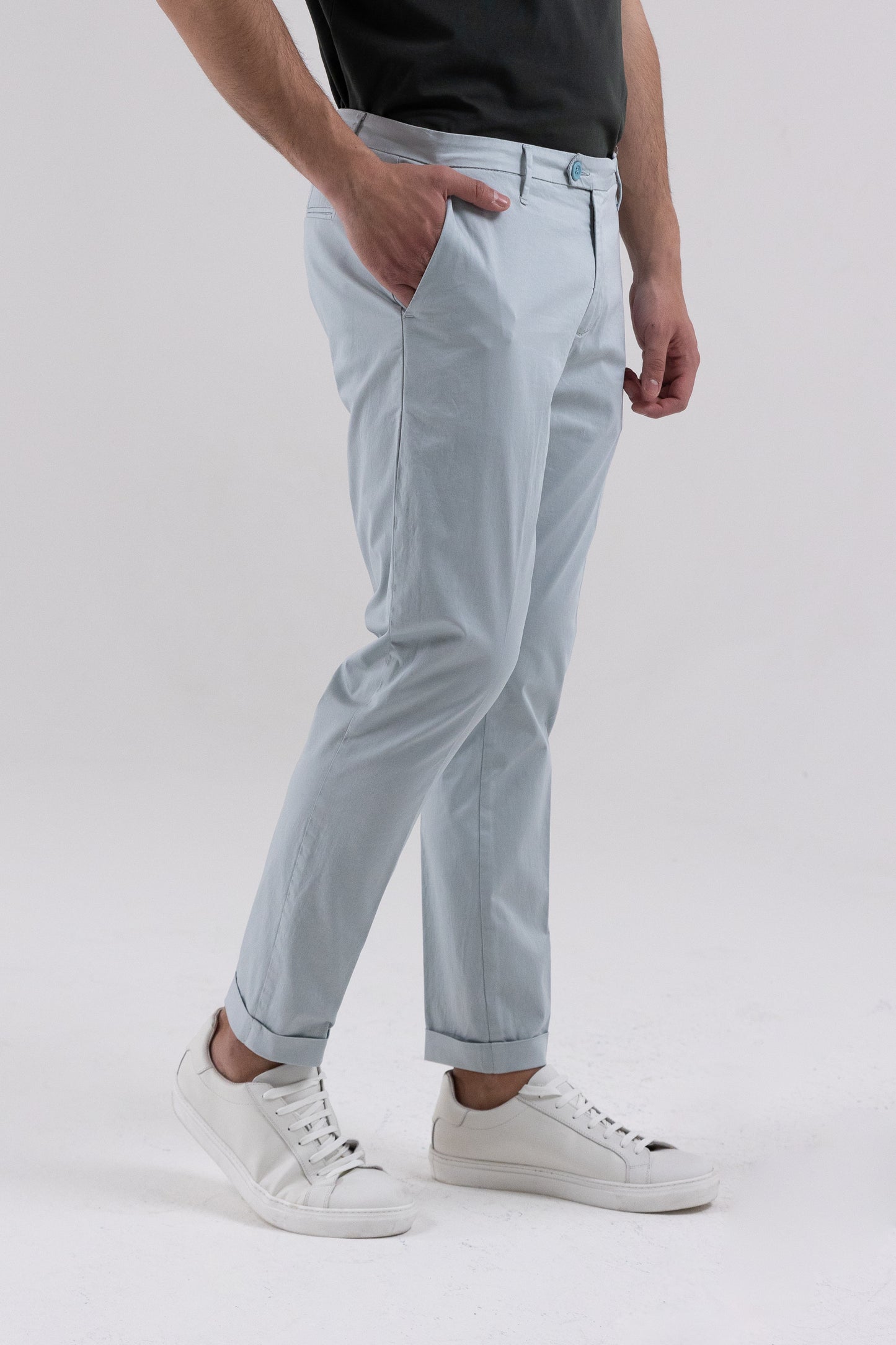 CAPRI PANTS IN LIGHT GRAY COTTON