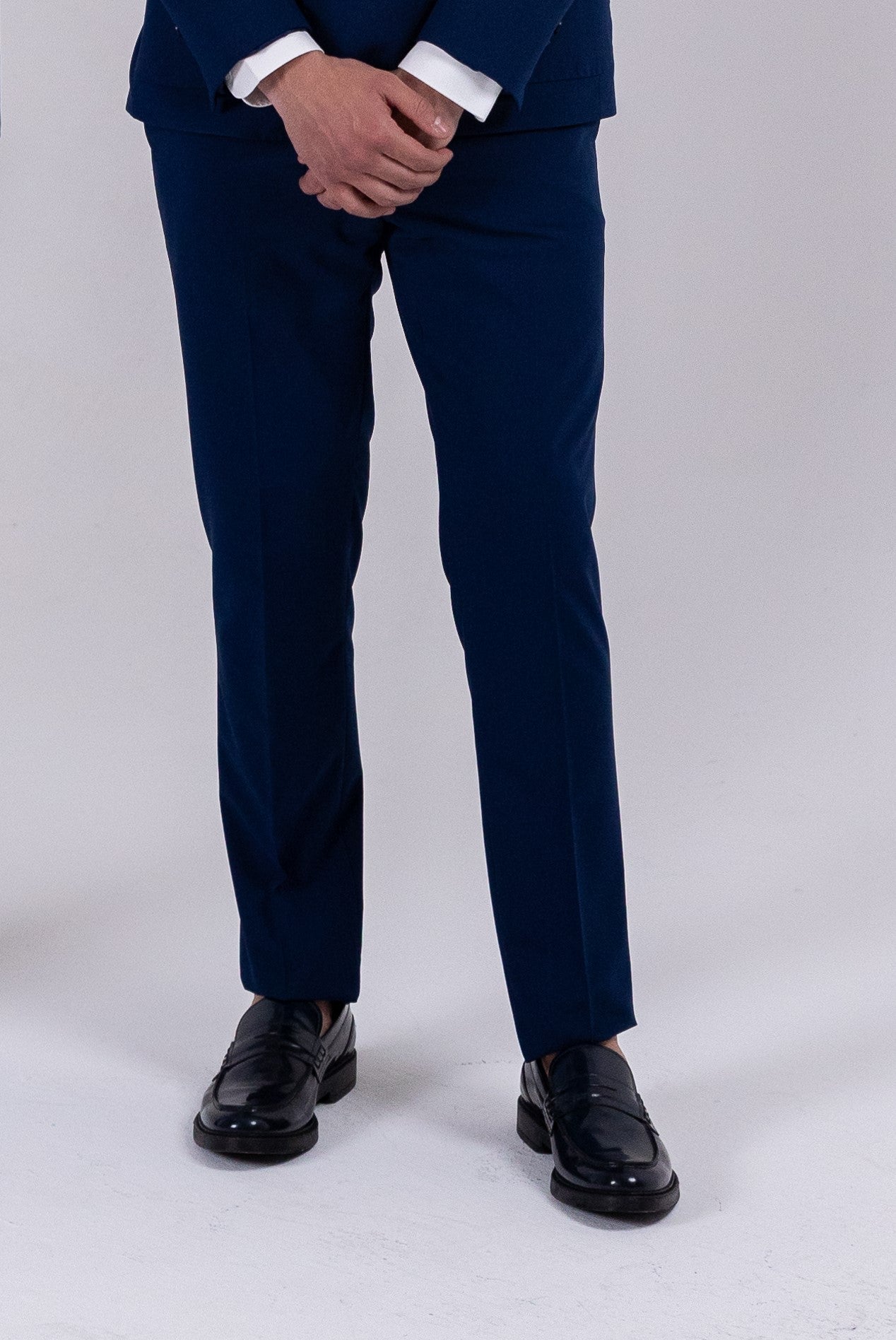 PANTALONE CANNES SLIM CON RISVOLTO - BLU