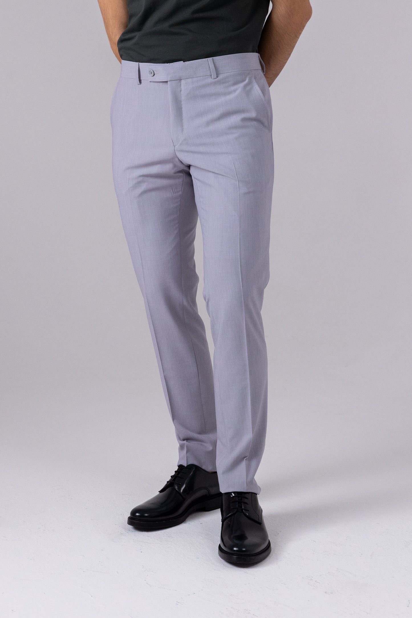 PANTALONE CANNES SLIM CON RISVOLTO - GRIGIO CHIARO