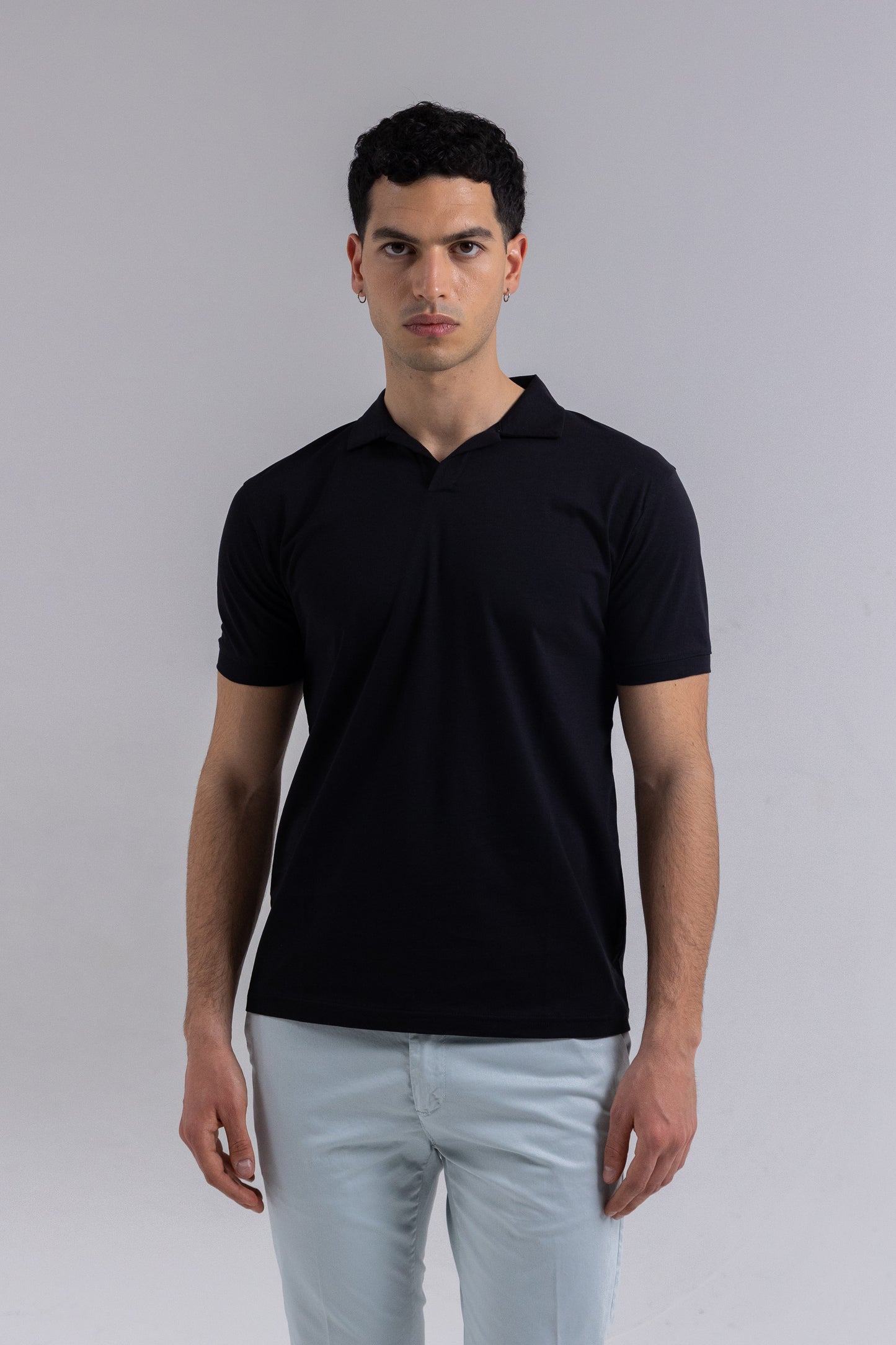 PANAREA POLO SHIRT IN BLACK LISLE