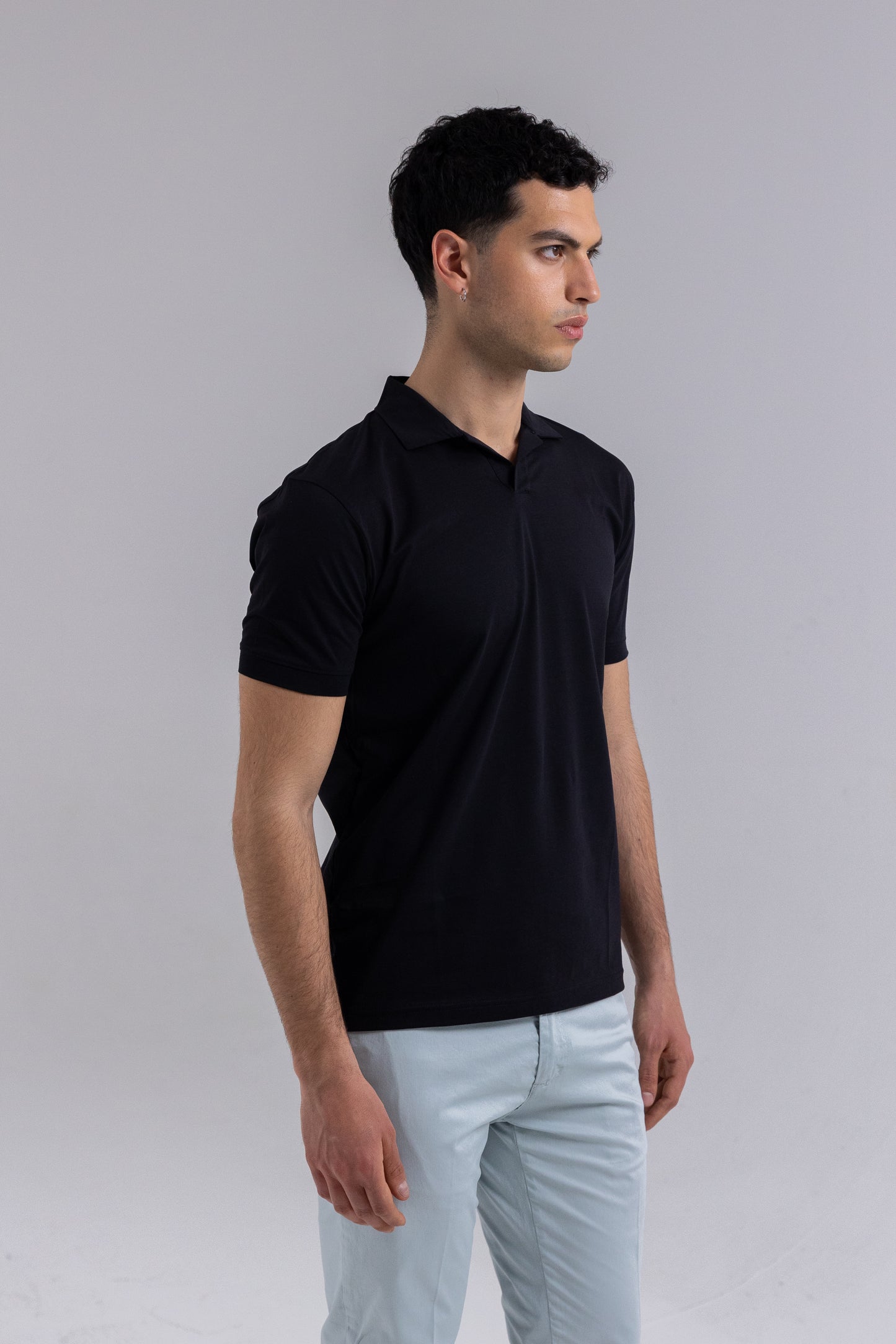 PANAREA POLO SHIRT IN BLACK LISLE