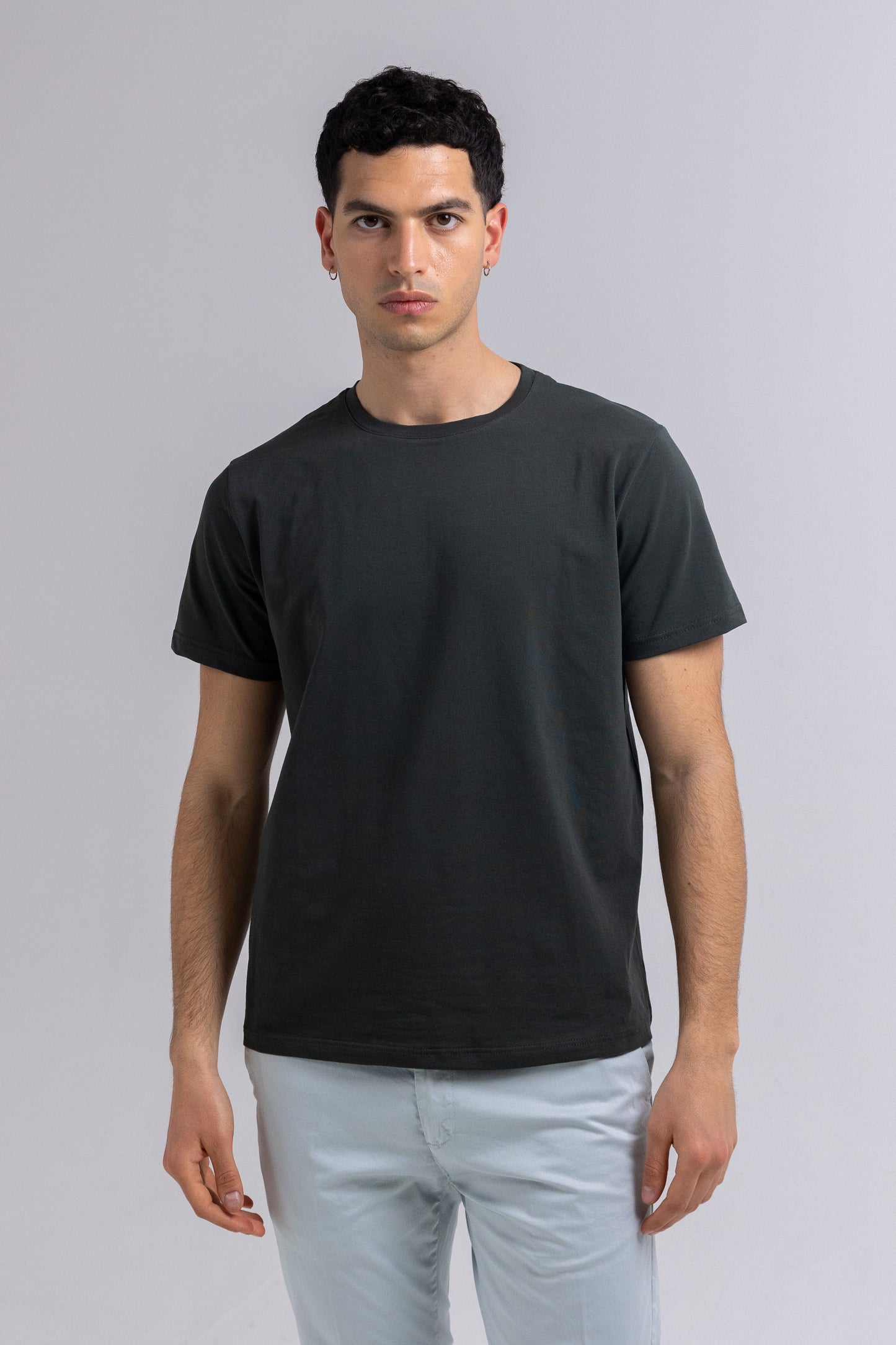 T-SHIRT ARUBA IN COTONE STRETCH VERDE MILITARE