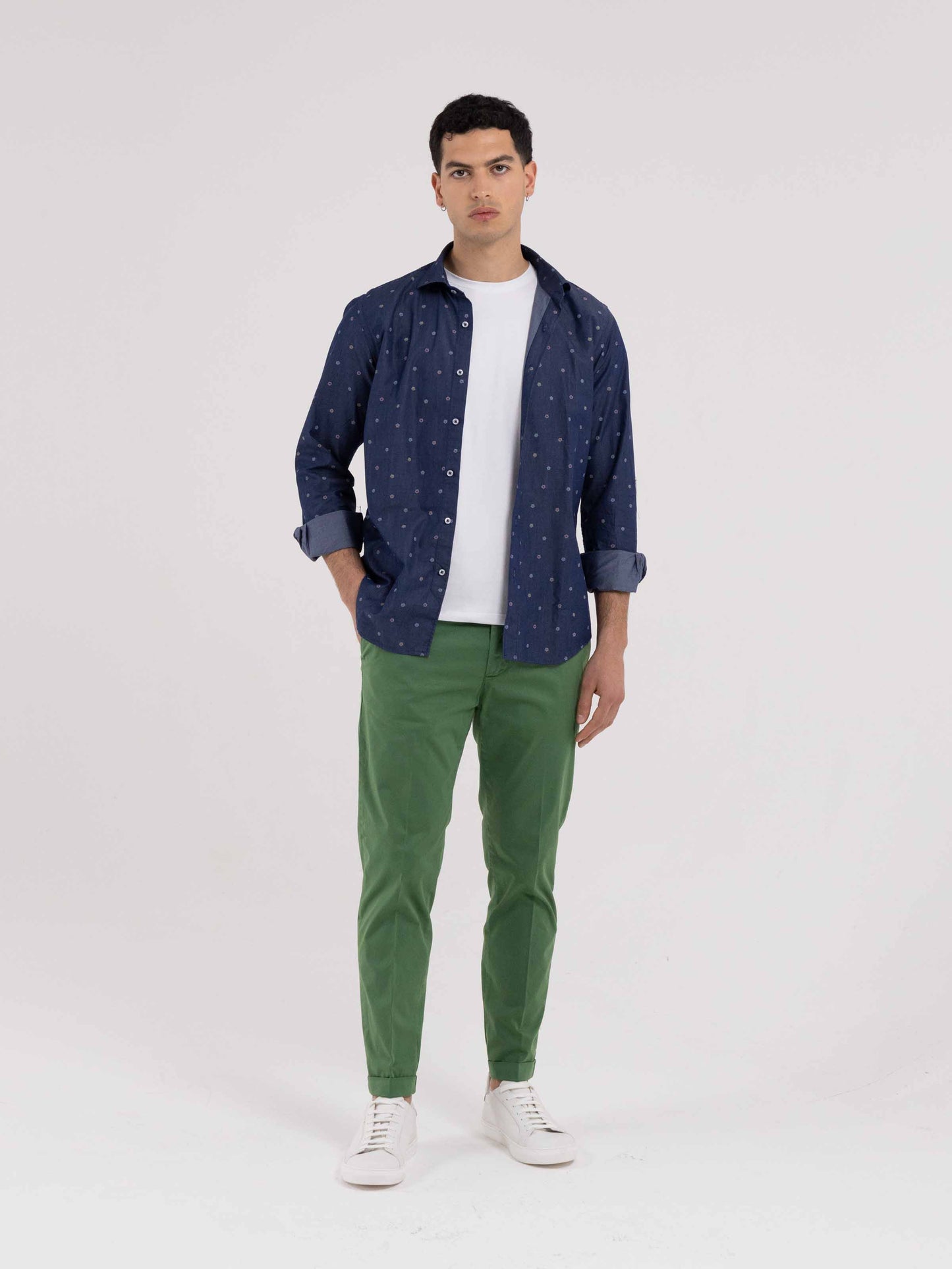 PANTALONE CAPRI IN COTONE VERDE SMERALDO
