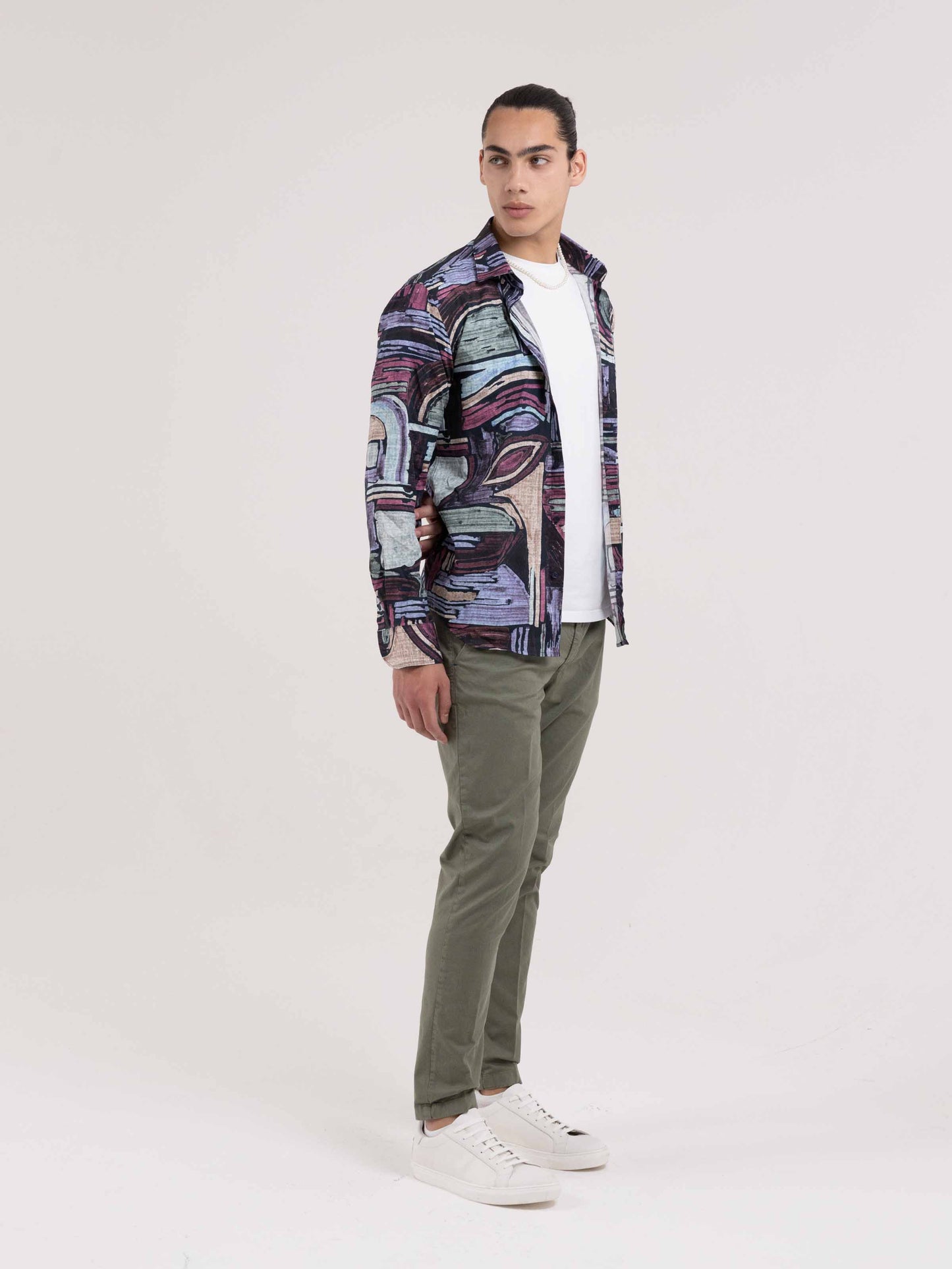 PANTALONE CAPRI IN COTONE VERDE MILITARE