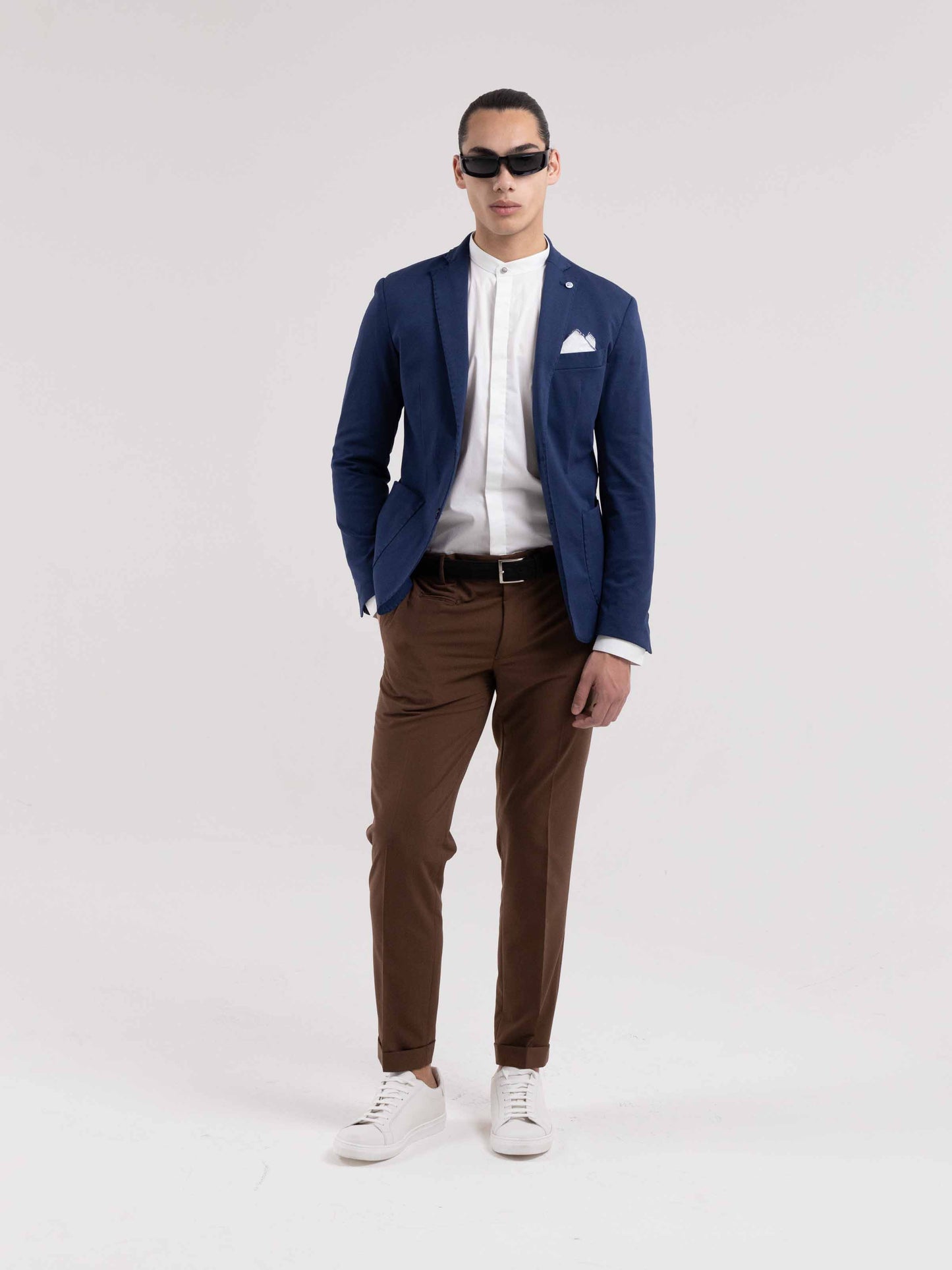 SINGLE-BREASTED PORTO ROUND BLUE JACKET