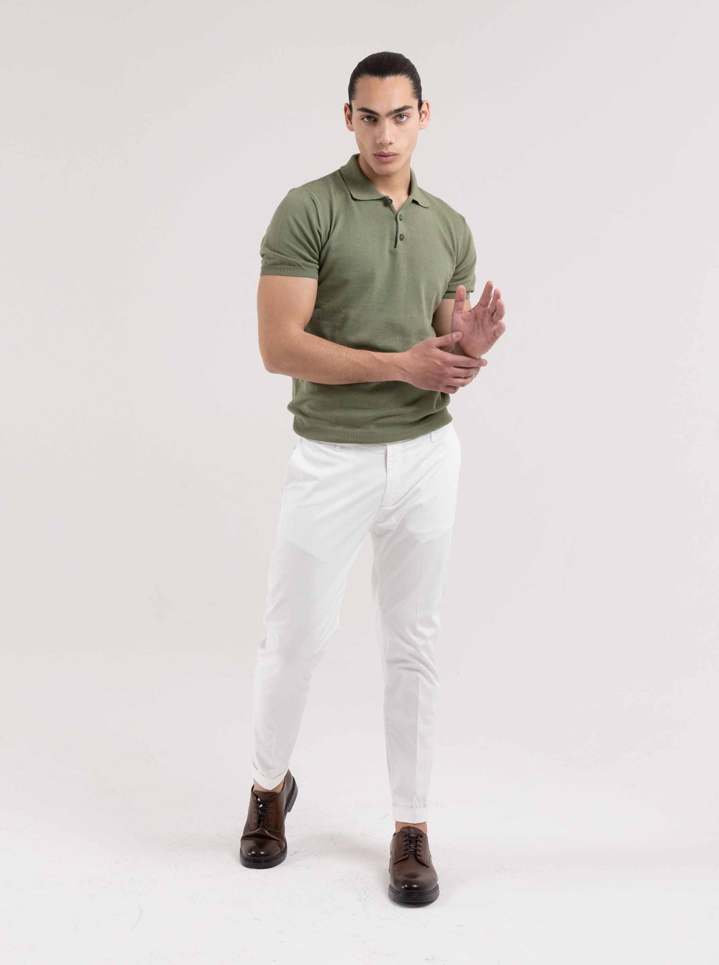 POLO FORMENTERA IN FILO VERDE SALVIA