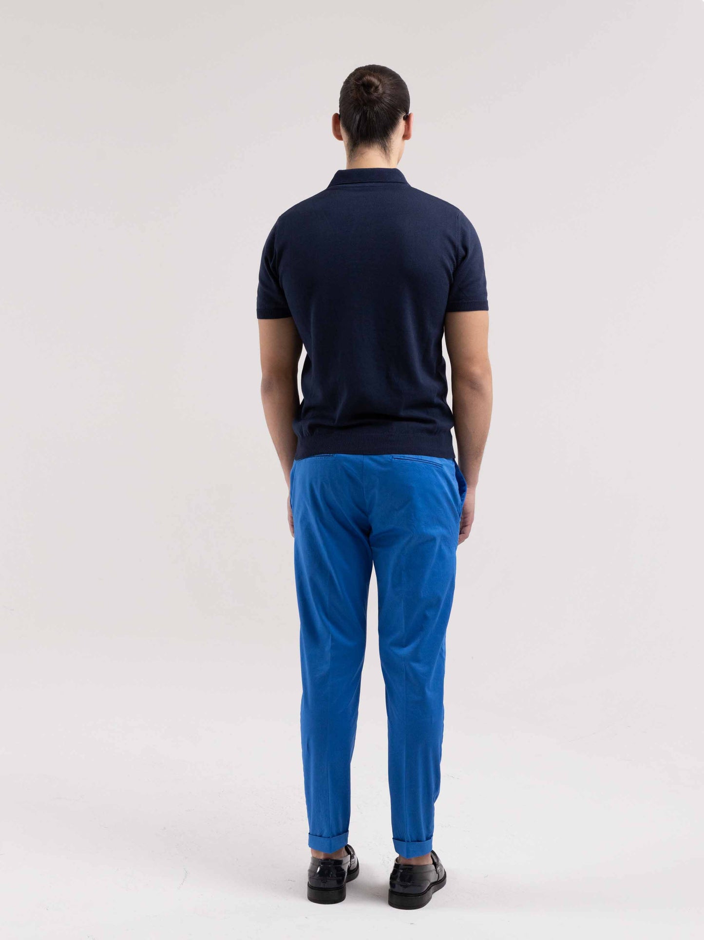 PANTALONE CAPRI IN COTONE BLU TAMPONE