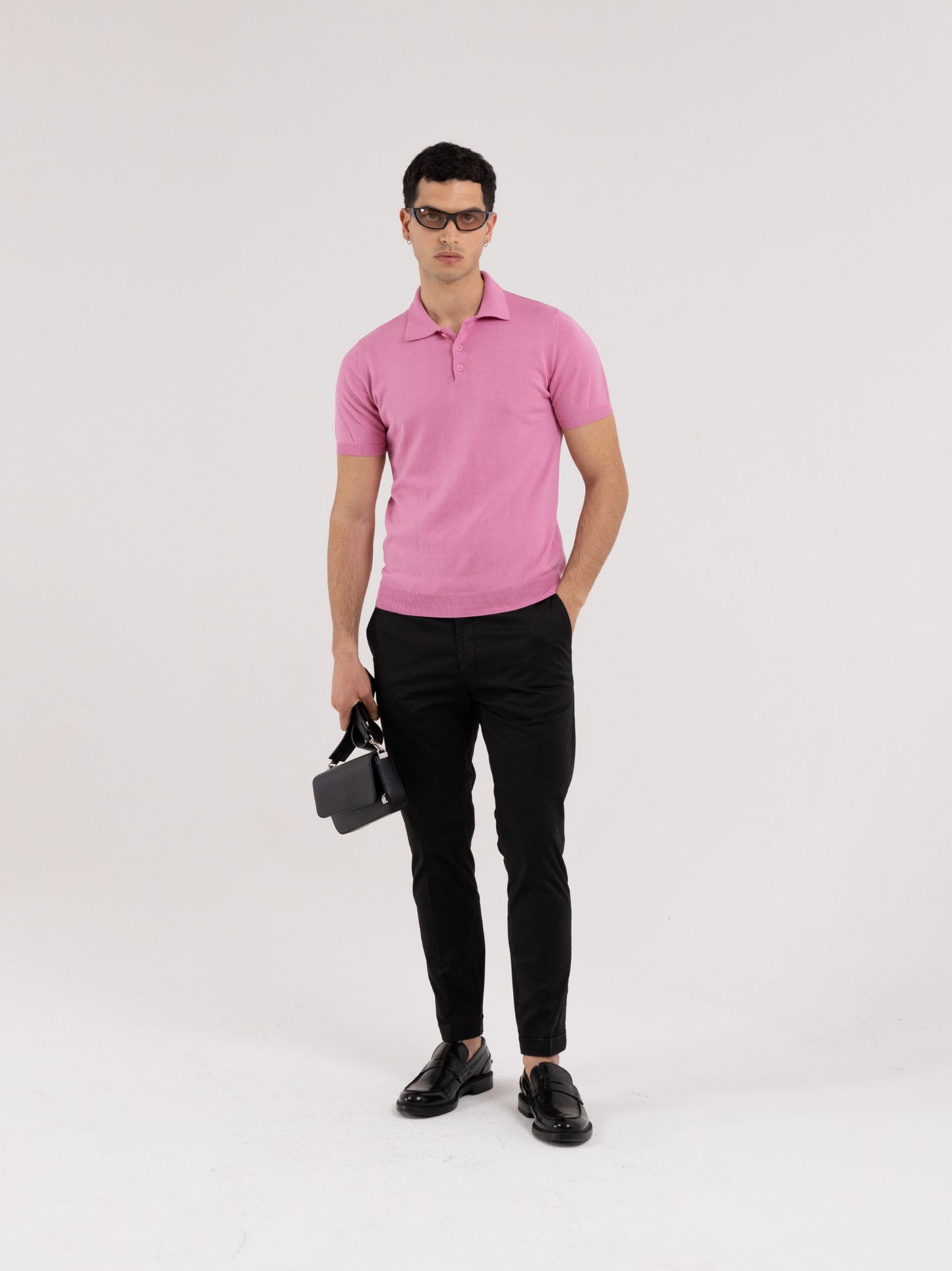 FORMENTERA POLO SHIRT IN PINK THREAD