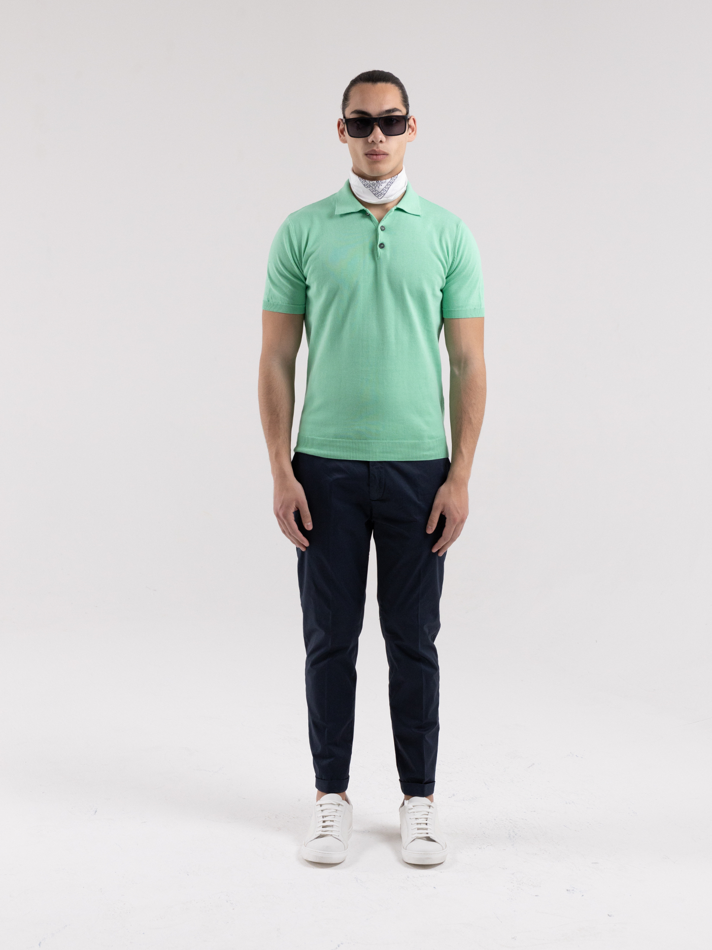 FORMENTERA MINT GREEN THREAD POLO SHIRT