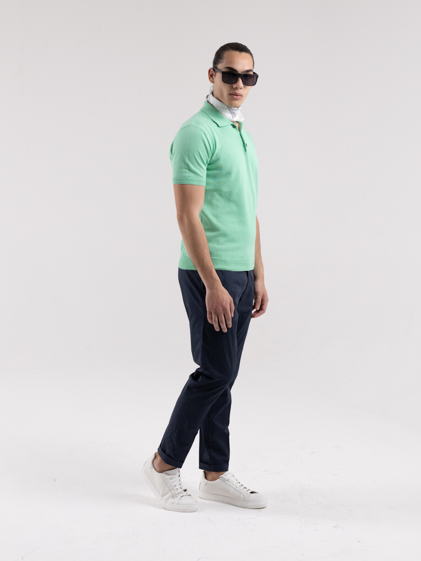 FORMENTERA MINT GREEN THREAD POLO SHIRT
