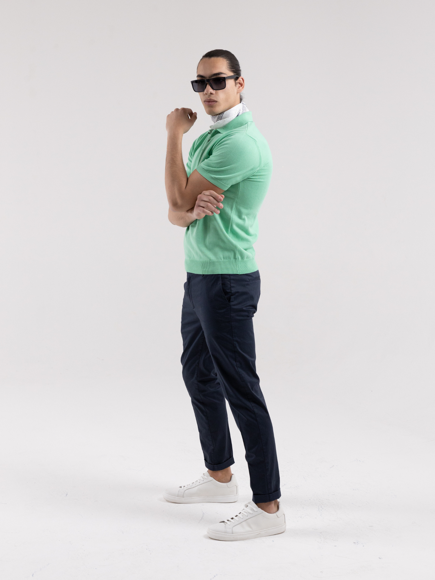 FORMENTERA MINT GREEN THREAD POLO SHIRT