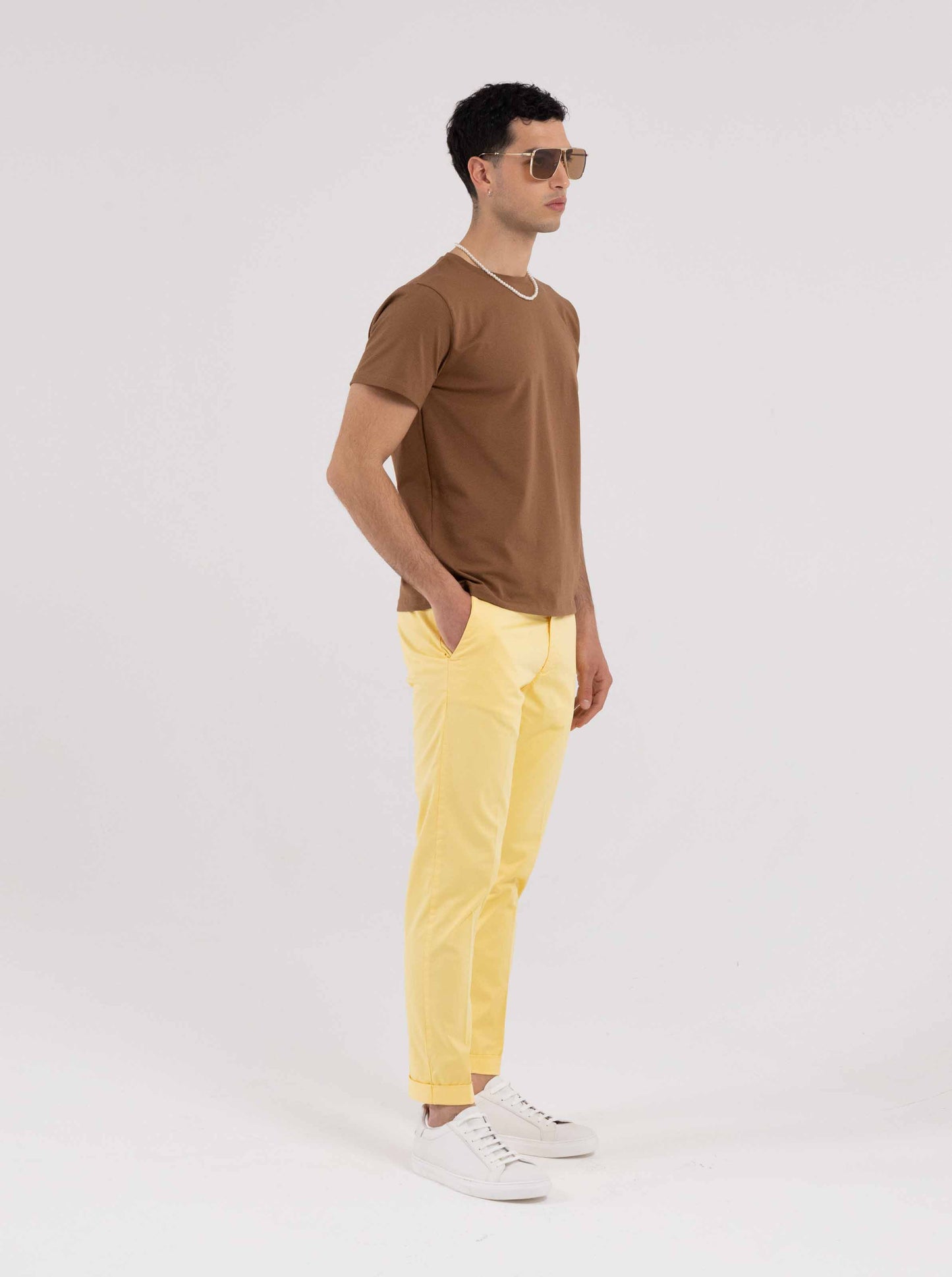YELLOW COTTON CAPRI PANTS
