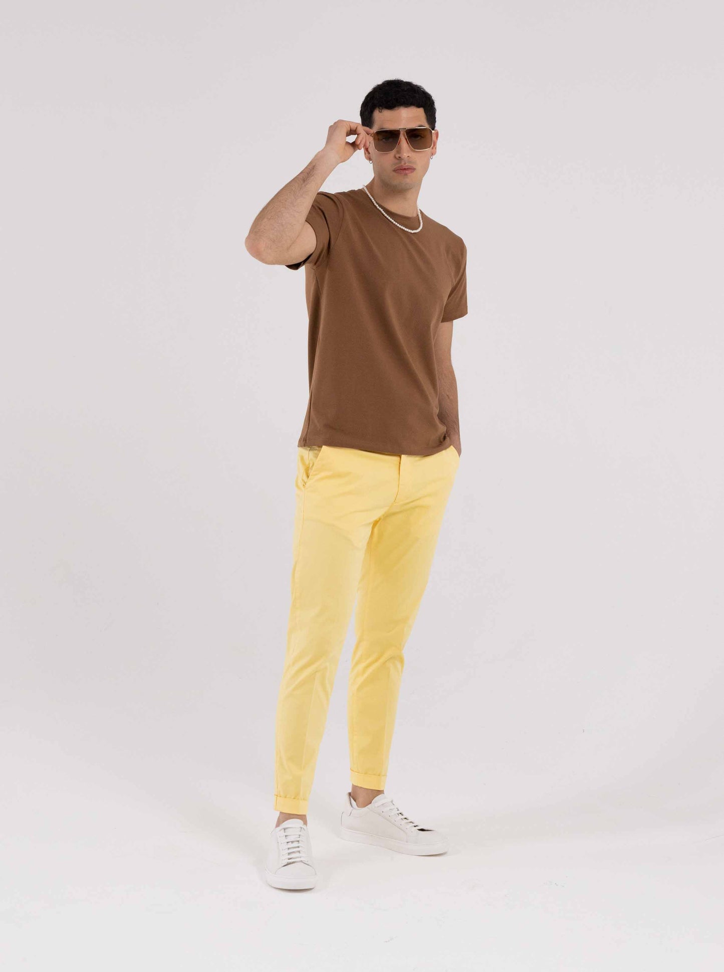 YELLOW COTTON CAPRI PANTS