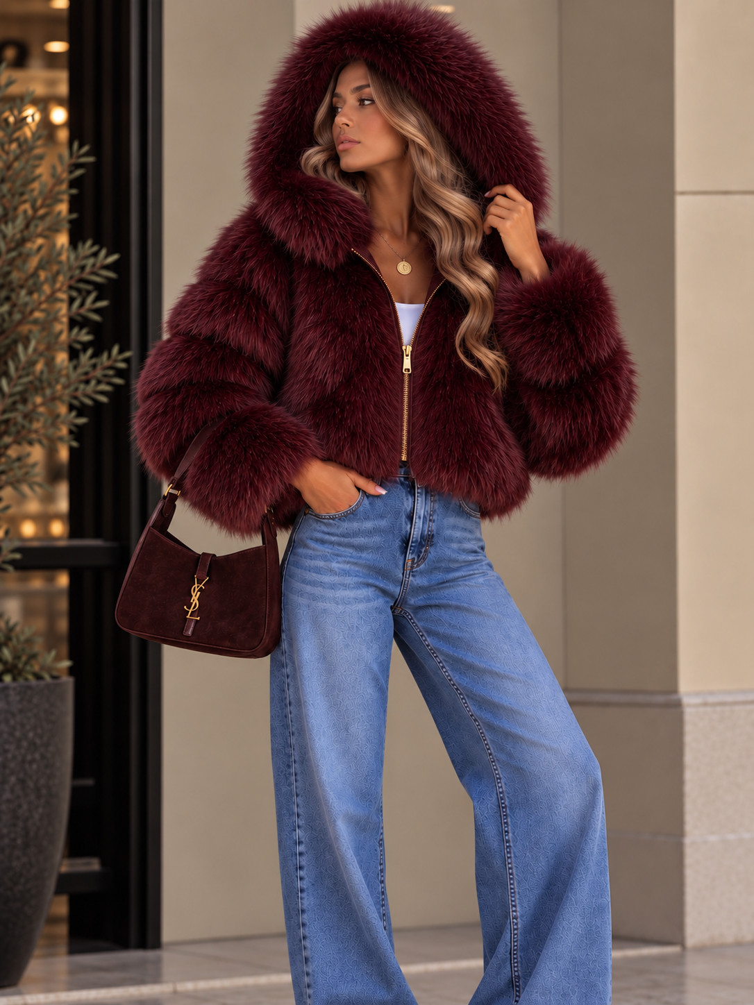 PELLICCIA CROP CON CAPPUCCIO