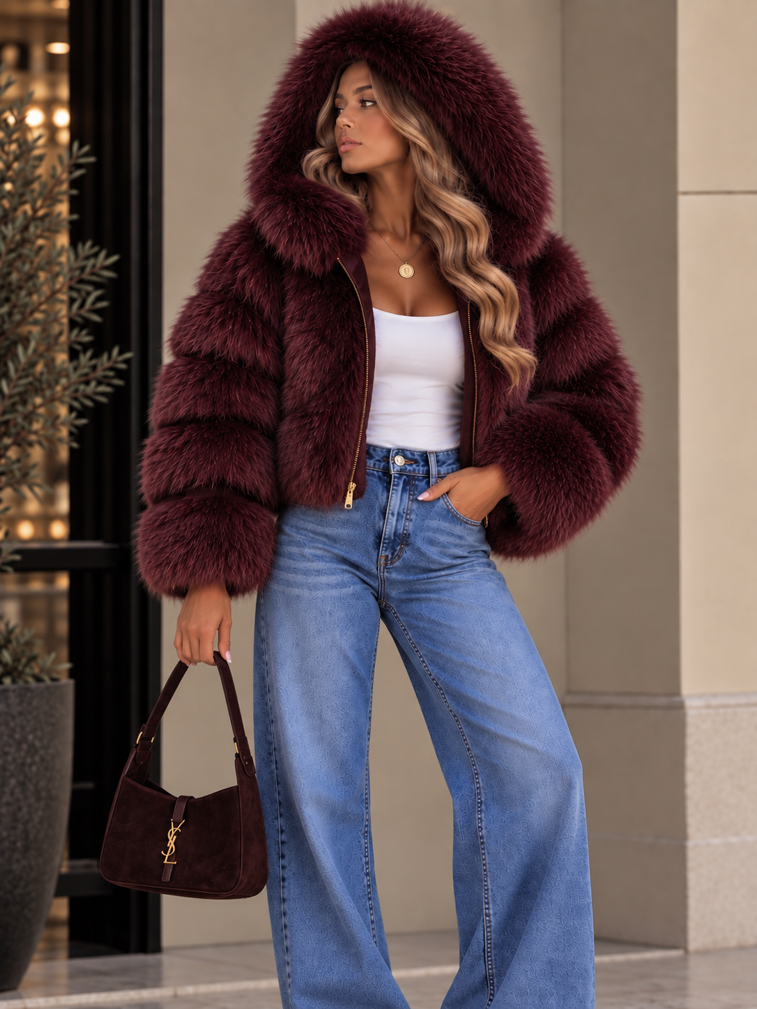 PELLICCIA CROP CON CAPPUCCIO
