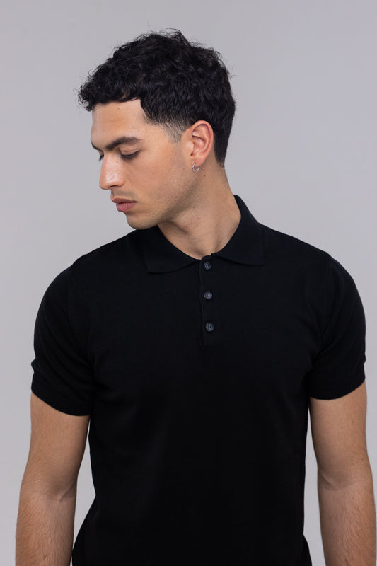 FORMENTERA POLO SHIRT IN BLACK THREAD