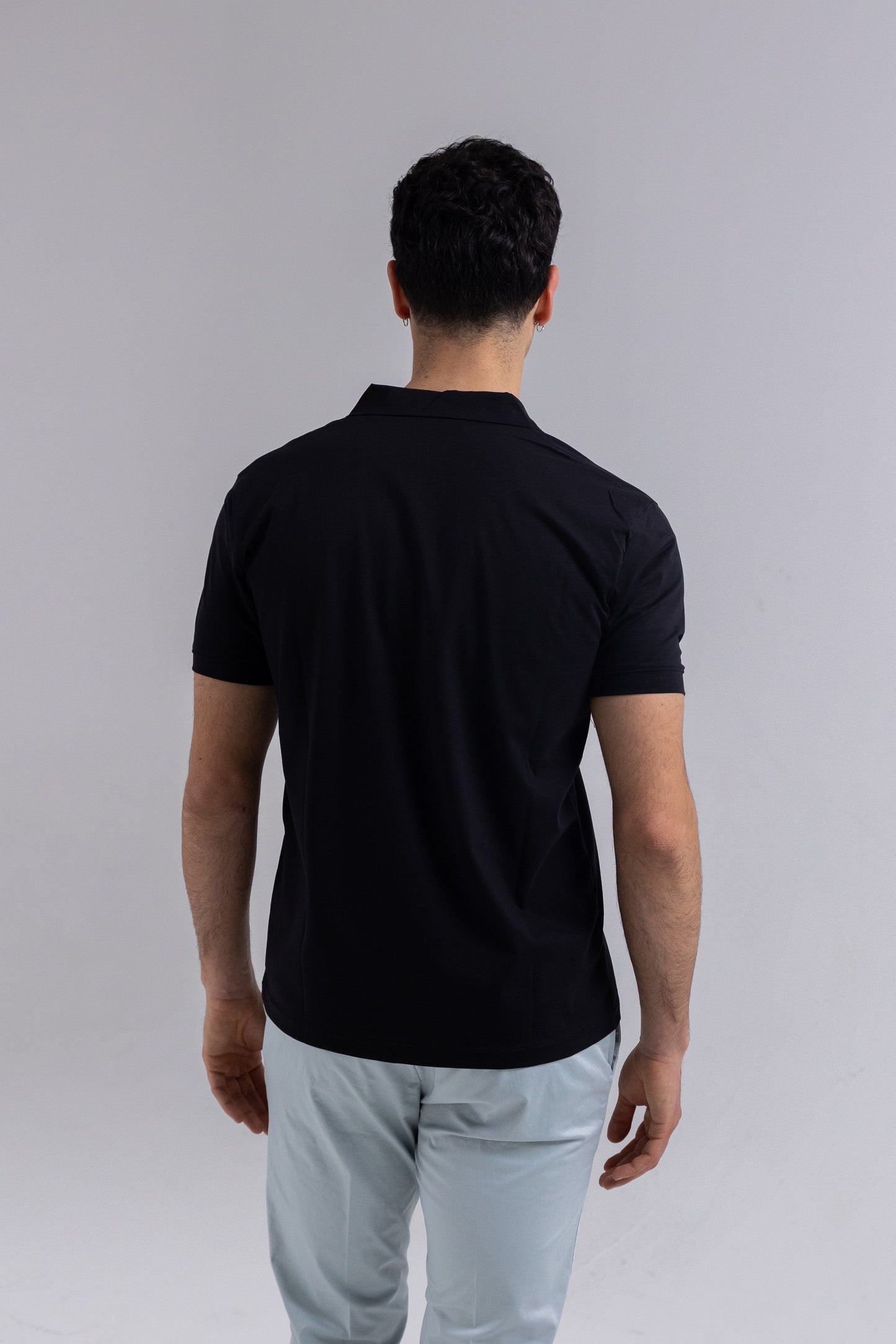 PANAREA POLO SHIRT IN BLACK LISLE