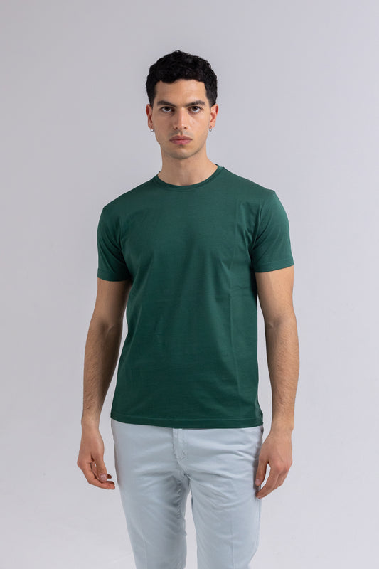 T-SHIRT TAORMINA IN FILO DI SCOZIA VERDE BOTTIGLIA