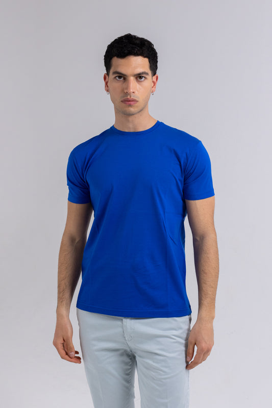 T-SHIRT TAORMINA IN FILO DI SCOZIA BLU TAMPONE
