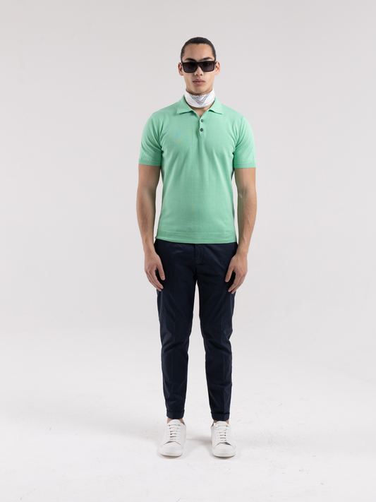 FORMENTERA MINT GREEN THREAD POLO SHIRT